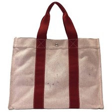 Hermes Bora GM Handbag Red Tote Bag Canvas Fabric HERMES