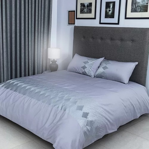 Flax linen celia design duvet - flax,