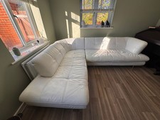 Italian White Leather Corner Sofa