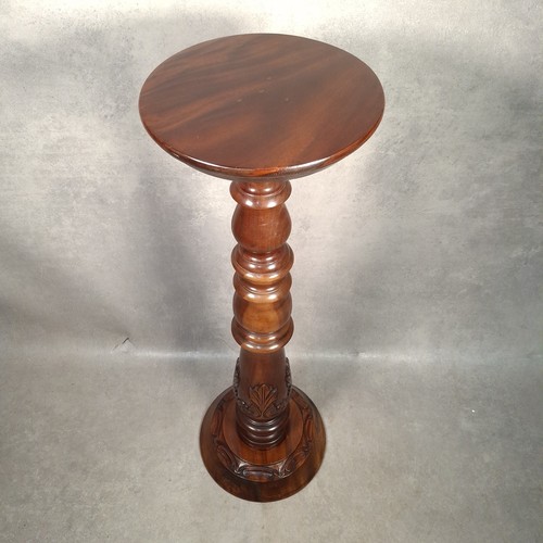 Carved hardwood pedestal table - pedestal,