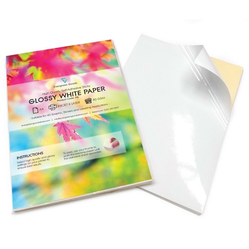 White glossy label self - glossy, a4