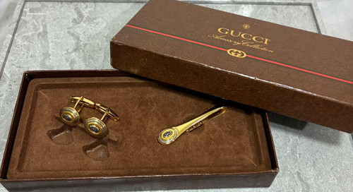 Gucci cufflinks tie clip set - cufflinks,