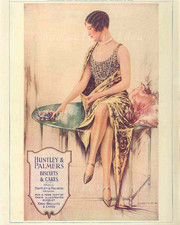 PERIOD ADVERTING .HUNTLEY & PALMERS . TWENTIES GIRL  DATED 1929