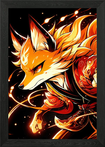 Fiery fox warrior animal - fox,