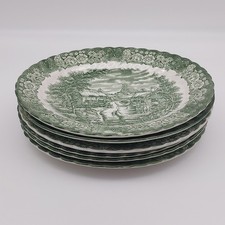 British Anchor Memory Lane Oval Dinner Plate x6 Green & White Country 30.5cm