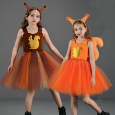 2025 Kids Squirrel Cosplay Costume Halloween Role Play Tutu Dress+head band Tail