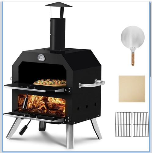 Outdoor wood fired pizza - fired, oven