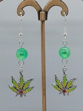 Marijuana/Weed/Pot Leaf Reggie/Rastafarian Charm Earrings