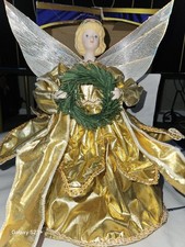 11 Inch Vintage Gold Fibre Optic Angel 1990s NOMA Fully Working Christmas ?