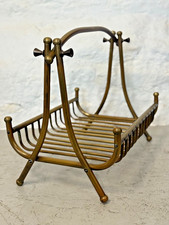 Vintage Brass Log Holder Mid-Century Modern Firewood Rack 1960s Style