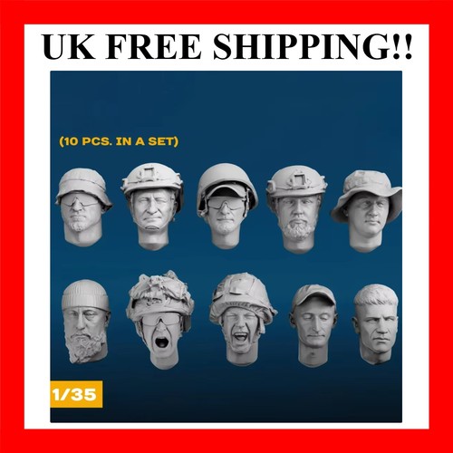 Modern soldiers heads 10 - 1/35, heads,