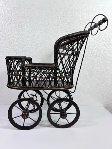 Vintage wicker ratan baby doll - vintage,