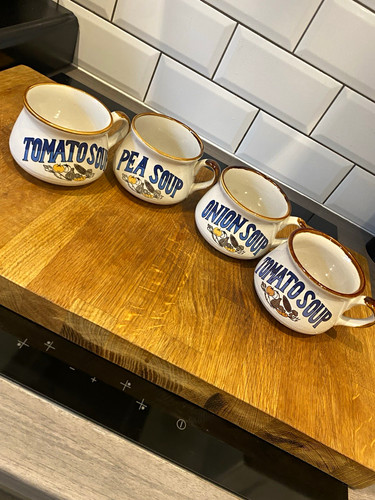 Set vintage ceramic soup - set,