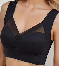 Women'S High Support Bra Wireless, Mesh Inserts Soft Fabric, Wirefree Bra