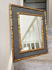 VINTAGE FAUX BAMBOO EFFECT ORIENTAL REGENCY AESTHETIC BOHO TIKI GILT WALL MIRROR