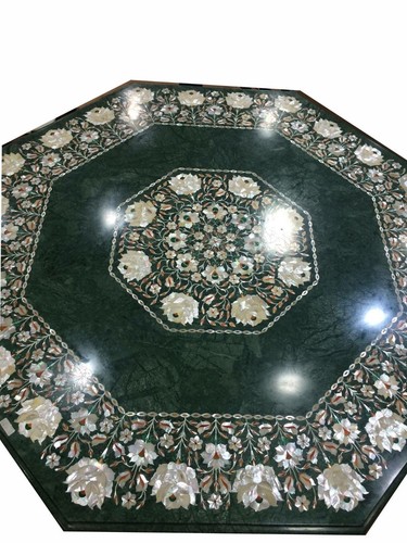 Green marble table top - green,