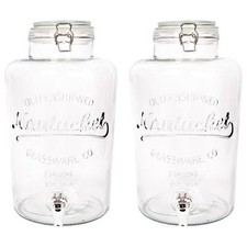 2x 8.7L Glass Drinks Dispensers with Tap Cold Water Lemonade Container Jug