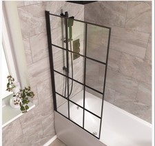 800mm Square Bath Screen Black