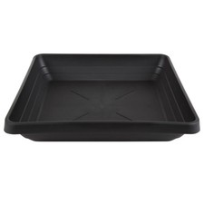 Square Saucer Plant Pot Black