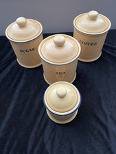 Vintage Premier Housewares 1997 Ceramic Tea Coffee Sugar + Small Jar