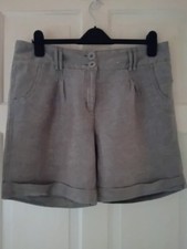 Womens Tu Light Brown/Khaki Linen/Cotton Mix Pocketed Shorts Size 14
