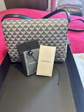 Emporio Armani grey & white crossbody bag with adjustable strap