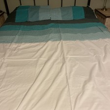 Next Teal Pin Tuck King Size Duvet Cover Set with 2 Pillowcases