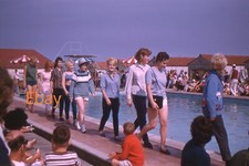 35mm Slide - Women Parading Around Holiday Camp Swimming Pool, 1960s