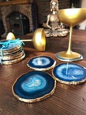 Teal Agate 24ct Gold Edge