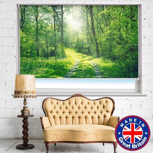 Green woodland forest printed - green,