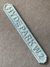 HYDE PARK W.2 London Wooden Road Sign 38" wide distressed look prop mancave