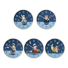 Wall Clock 8" Non Ticking Aureate Frame Space Travel Analog Quiet Clock for
