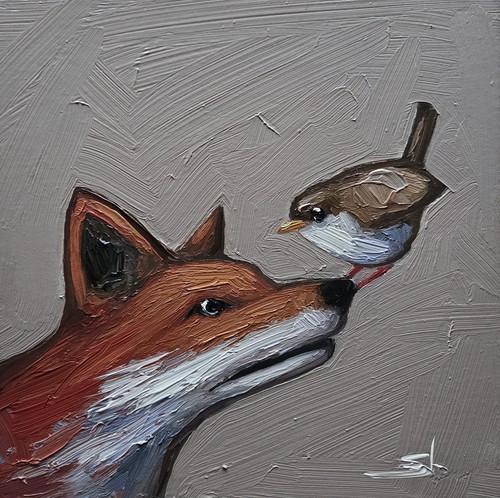 Fox oil painting vivek - oil,