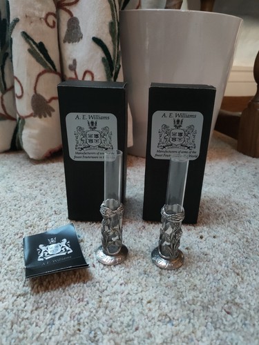 Tiny vintage pewter glass - x2,