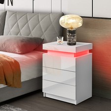 White High Gloss LED Bedside