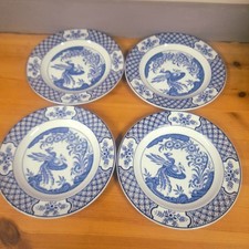 Wood And Sons Yuan Set Of 4 Vintage Blue & White 7" (17cm) Side Plates VGC 