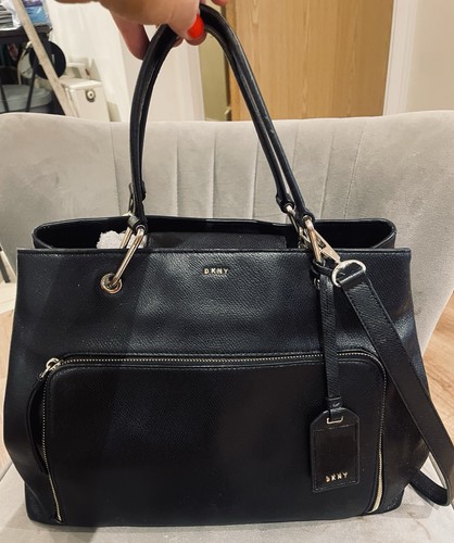Dkny black leather bag - black,