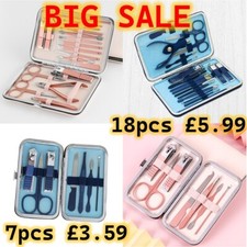 Manicure Pedicure Cuticle Kit Nail Care Clipper Cutter Case Gift 18 or 7pcs Set