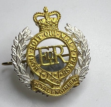 Royal engineers officers Glit & silver Plate Cap Badge 45 x 41 mm
