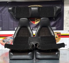 Porsche 924 944 early manual black seat set, front seats with black/white pinstr