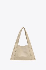 BNWT Zara suede leather &gold stud CREAM bag. STATEMENT STRAP. DUSTBAG Bloggers