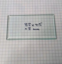 BEVELLED CARRIAGE CLOCK GLASS 83 MM X 45 MM X 3 MM - OTHER SIZES AVAILABLE