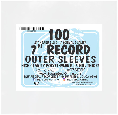 Record sleeves 3mil - (100), 7"
