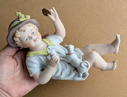 Antique bisque piano baby boy - antique,