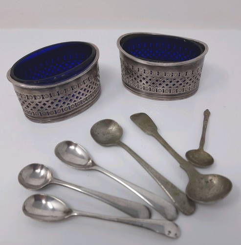 Antique pair open - open, salts
