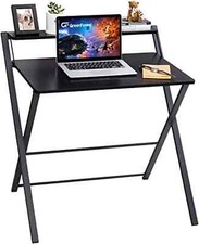 GreenForest Folding Desk with Monitor Shelf – 82x63x82cm Large No-Assembly Co...