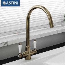 Astini Colonial Antique Bronze & White Ceramic Handle Kitchen Sink Mixer Tap