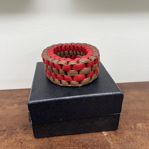 Red and brown leather - leather, woven