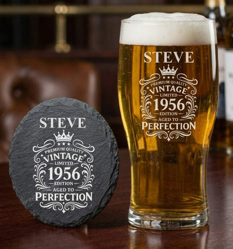 Vintage 1956 engraved pint - 1956,