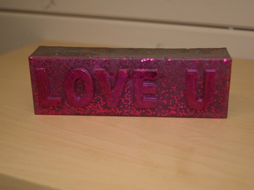 Love word slab sign - love, ornament